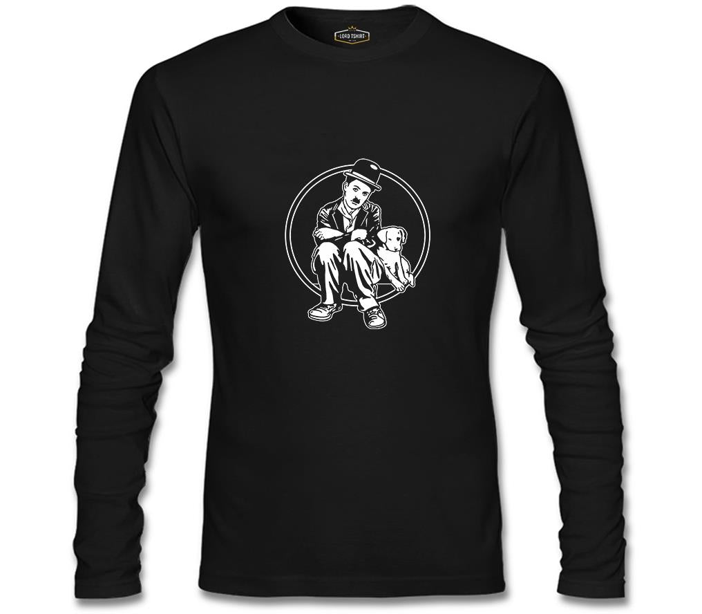 Charlie Chaplin - Köpeğin Hayatı Siyah Erkek Sweatshirt