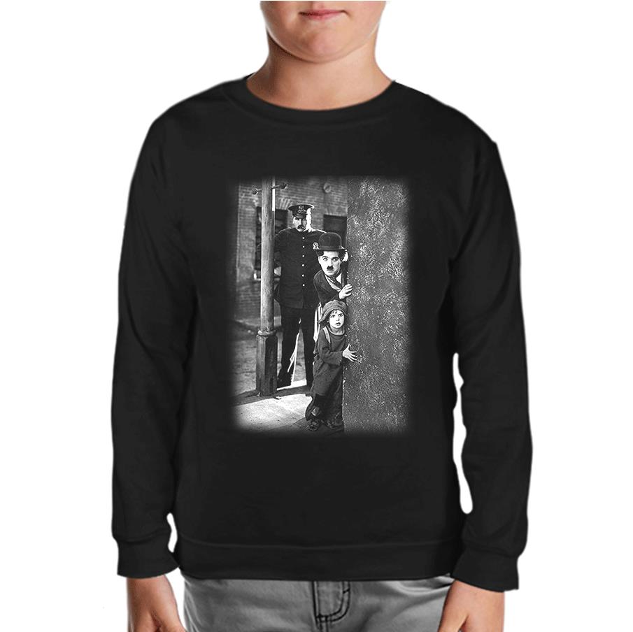 Charlie Chaplin Siyah Çocuk Sweatshirt