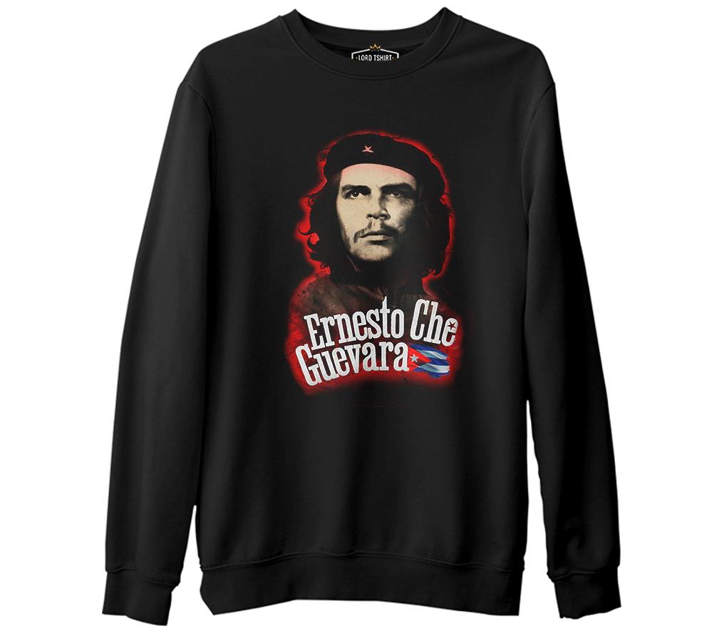 Che Guevara - Flag  Siyah Erkek Kalın Sweatshirt