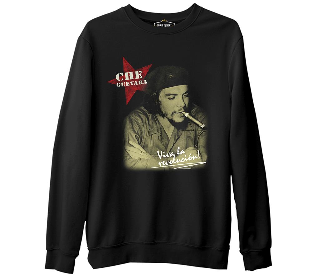 Che Guevara - Puro  Siyah Erkek Kalın Sweatshirt