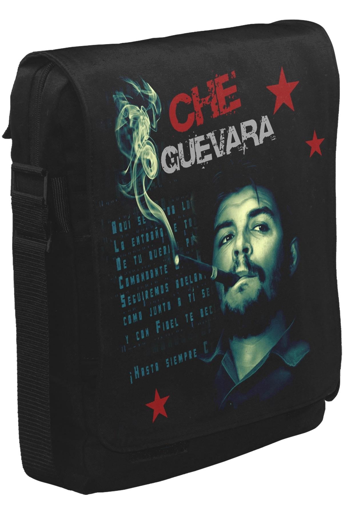 Che Guevara - Smoke Unisex Siyah Postacı Çanta