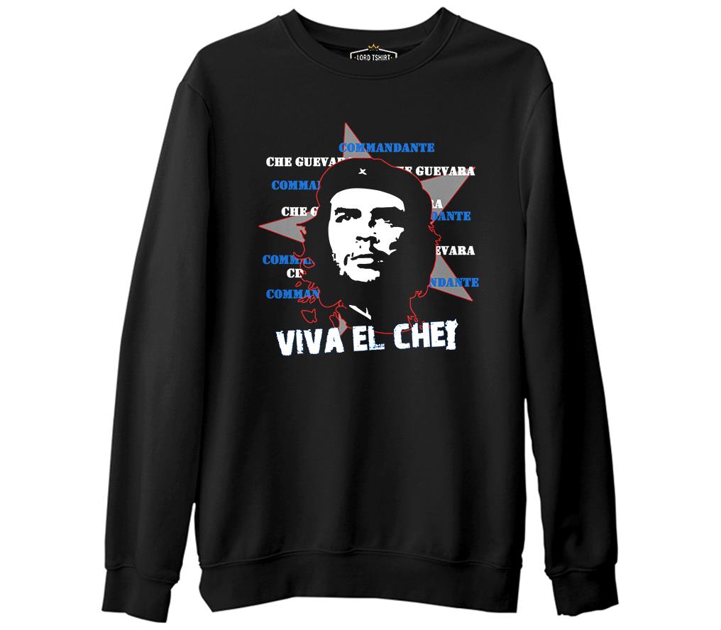 Che Guevara - Viva  Siyah Erkek Kalın Sweatshirt