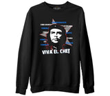 Che Guevara - Viva  Siyah Erkek Kalın Sweatshirt