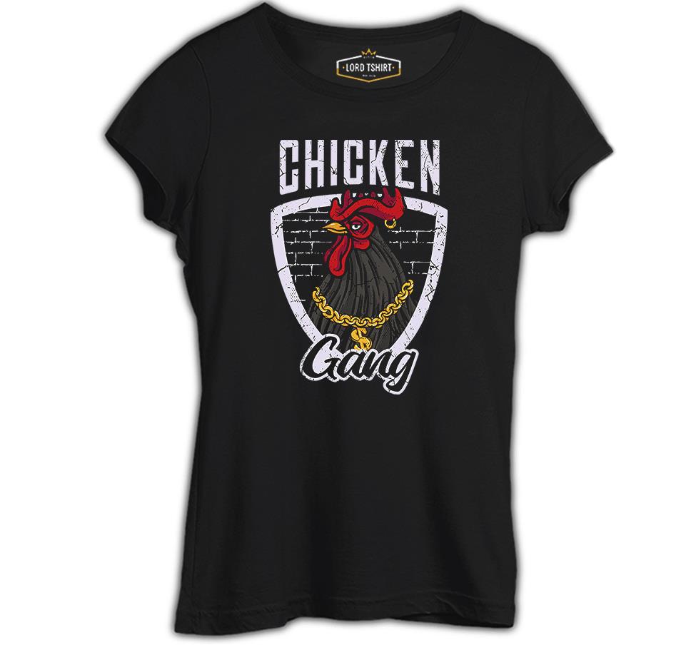 Chicken Gang Siyah Kadın Tshirt