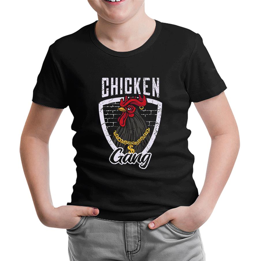 Chicken Gang Siyah Çocuk Tshirt