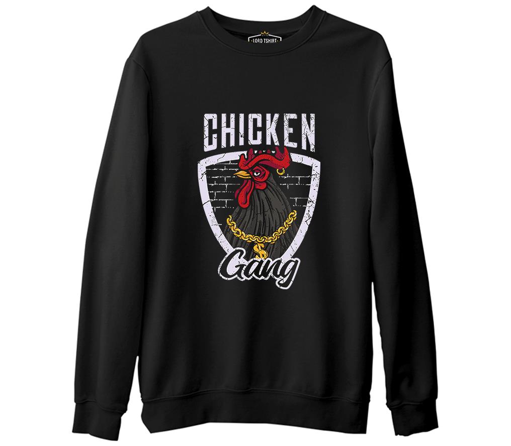 Chicken Gang Siyah Erkek Kalın Sweatshirt