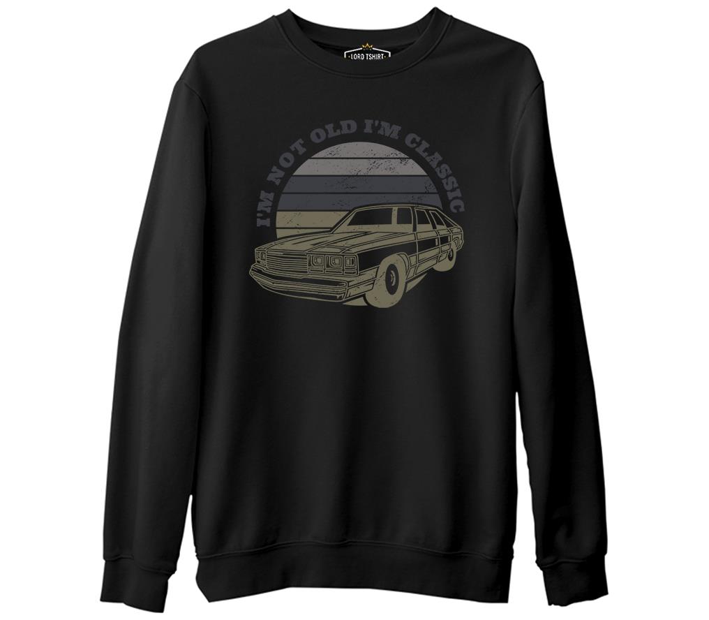 Classic Cars Not Old Siyah Erkek Kalın Sweatshirt