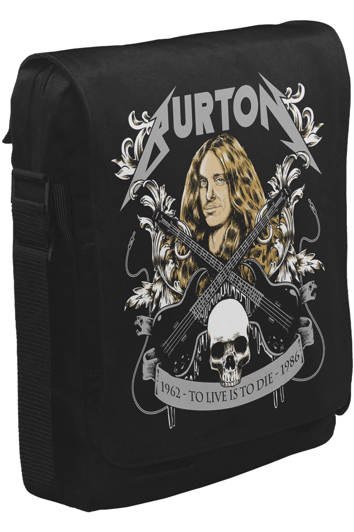 Cliff Burton - To Live Is To Die Unisex Siyah Postacı Çanta