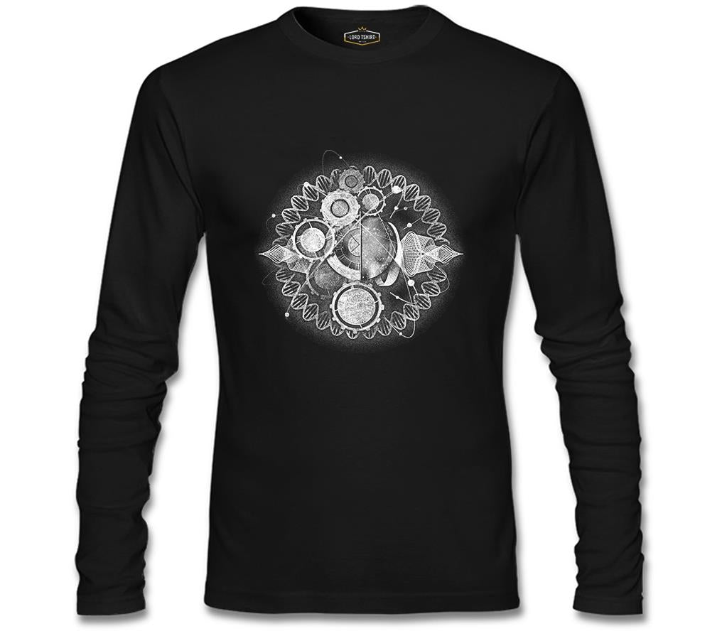 Clock Universe in DNA Chains Abstract Siyah Erkek Sweatshirt