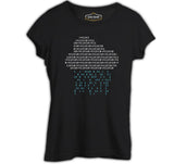 Cloud with Binary Code Numbers Black Women's Tshirt