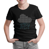 Cloud with Binary Code Numbers Siyah Çocuk Tshirt