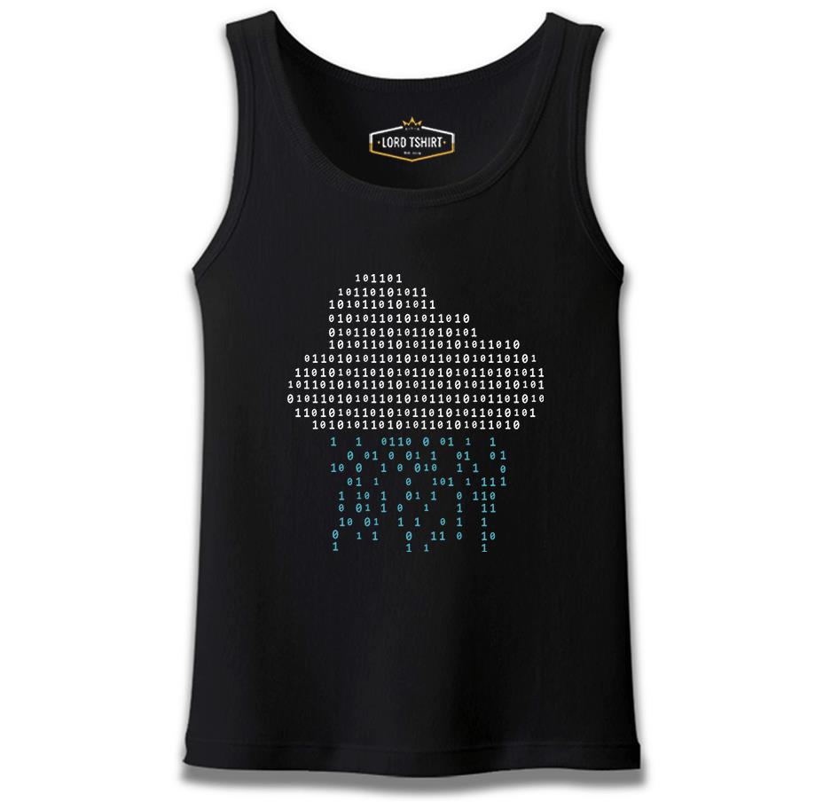 Cloud with Binary Code Numbers Siyah Erkek Atlet
