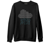 Cloud with Binary Code Numbers Siyah Erkek Kalın Sweatshirt