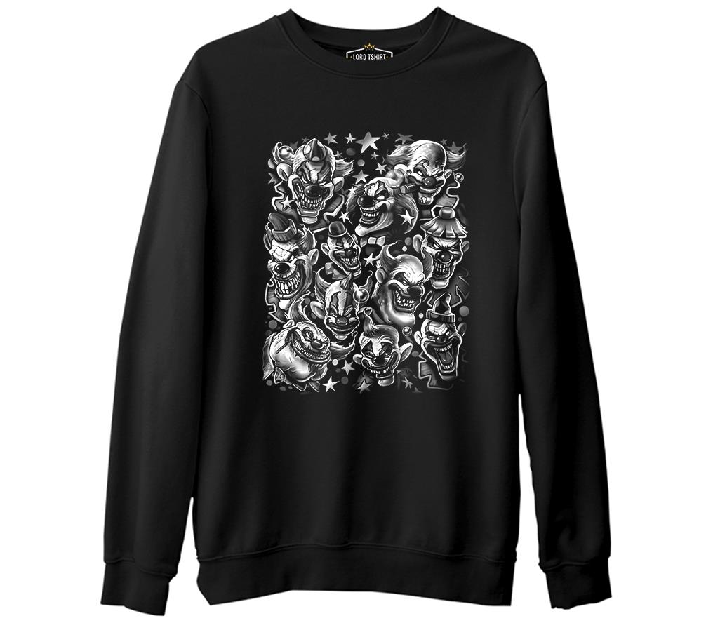 Clown  Siyah Erkek Kalın Sweatshirt