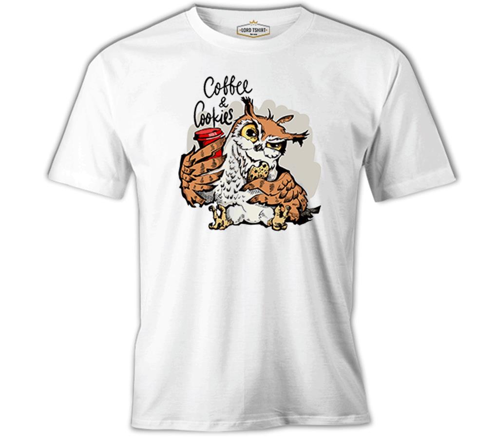Coffee and Biscuits - Baykuş Beyaz Erkek Tshirt