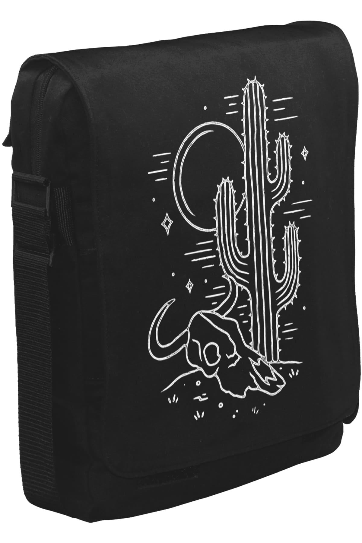 Desert Cactus Unisex Black Messenger Bag 