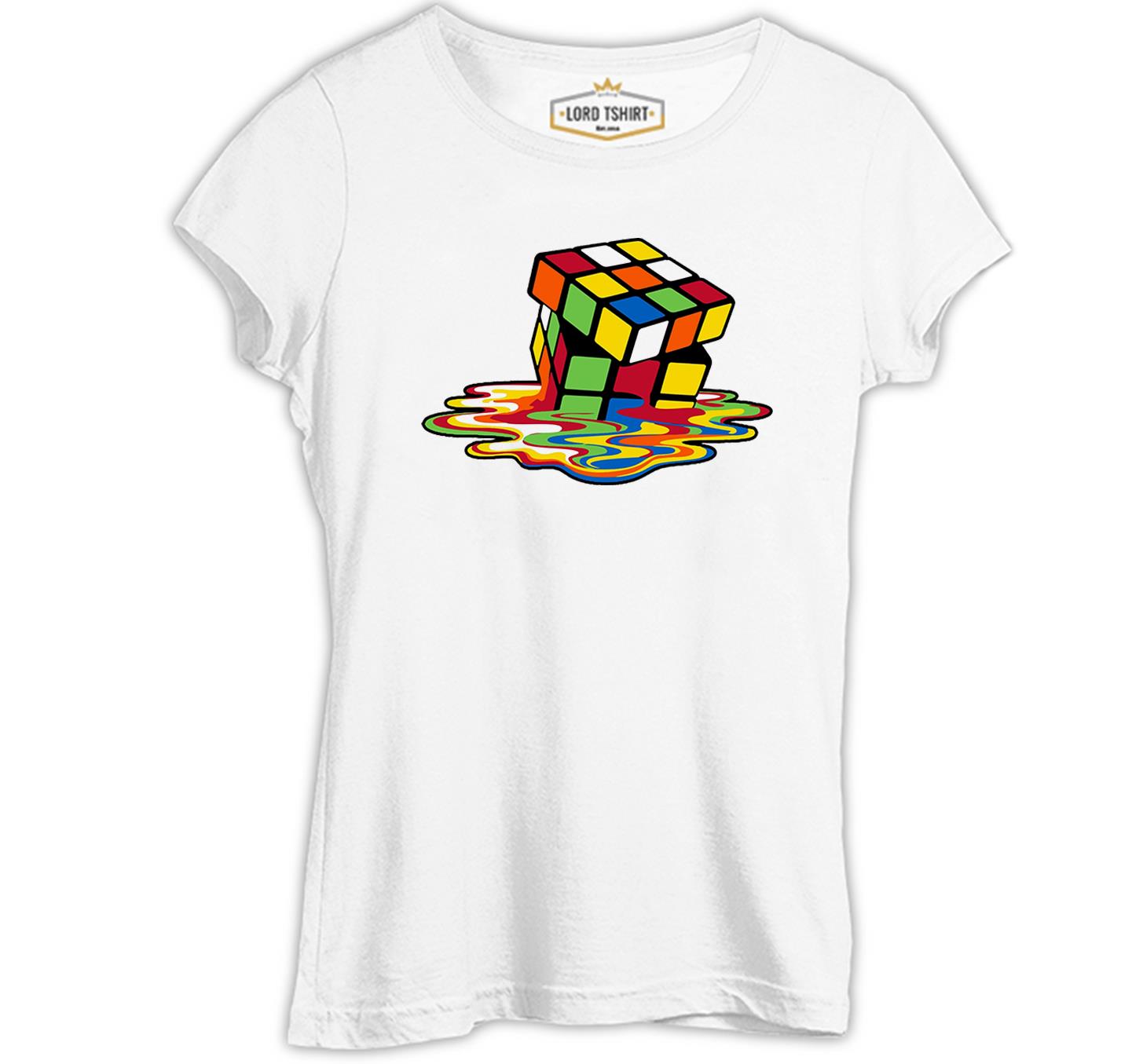 Color Cubes Beyaz Kadın Tshirt