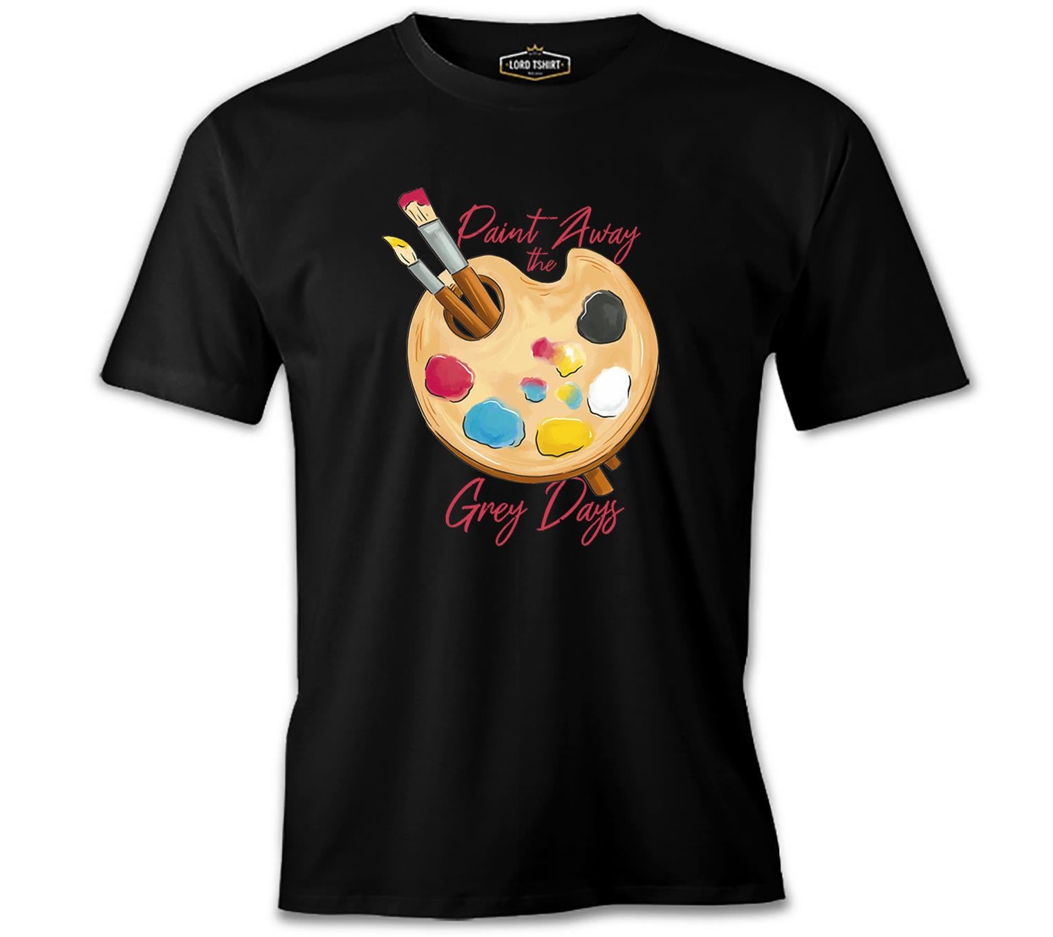 Color Palette with Brushes Siyah Erkek Tshirt
