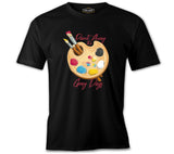 Color Palette with Brushes Siyah Erkek Tshirt