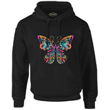 Colorful Butterfly in Geometrical Style Siyah Erkek Fermuarsız Kapşonlu