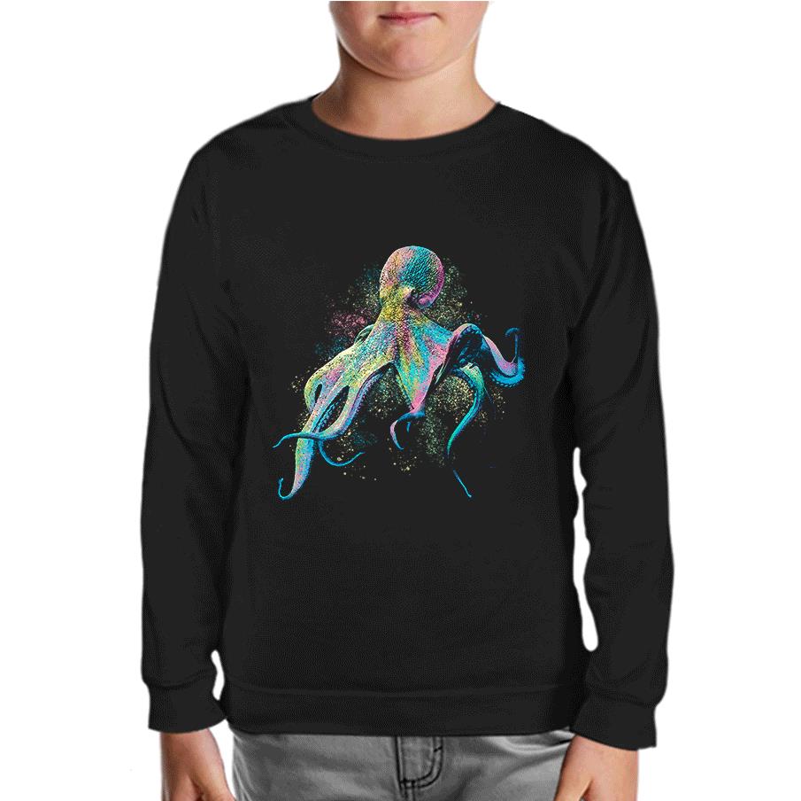 Colorful Octopus Black Kids Sweatshirt