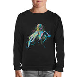 Colorful Octopus Black Kids Sweatshirt