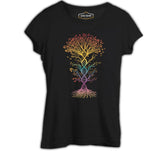 Colorful Tree Shaped Like DNA Black Women's Tshirt