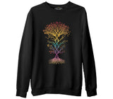 Colorful Tree Shaped Like DNA Siyah Erkek Kalın Sweatshirt