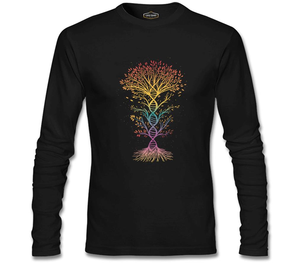 Colorful Tree Shaped Like DNA Siyah Erkek Sweatshirt