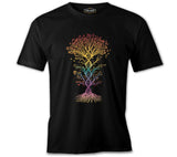 Colorful Tree Shaped Like DNA Siyah Erkek Tshirt