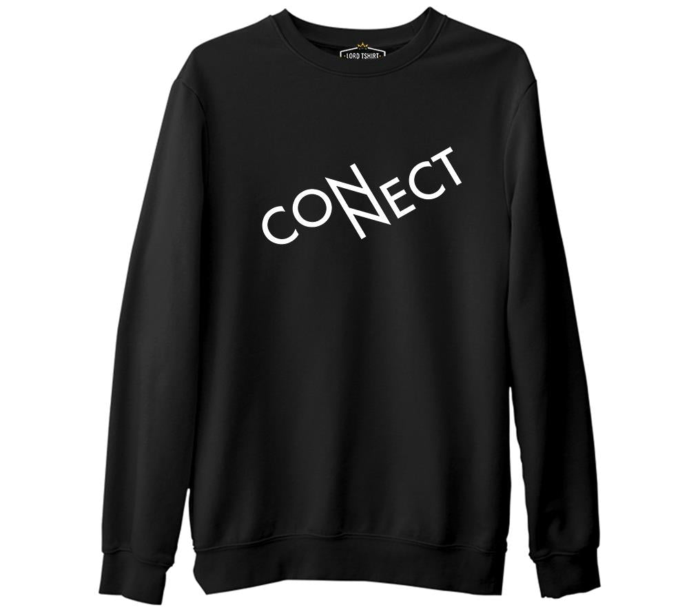Connect with N Siyah Erkek Kalın Sweatshirt