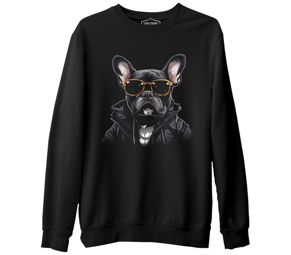 Cool French Bulldog Black Men's Thick Sweatshirt 