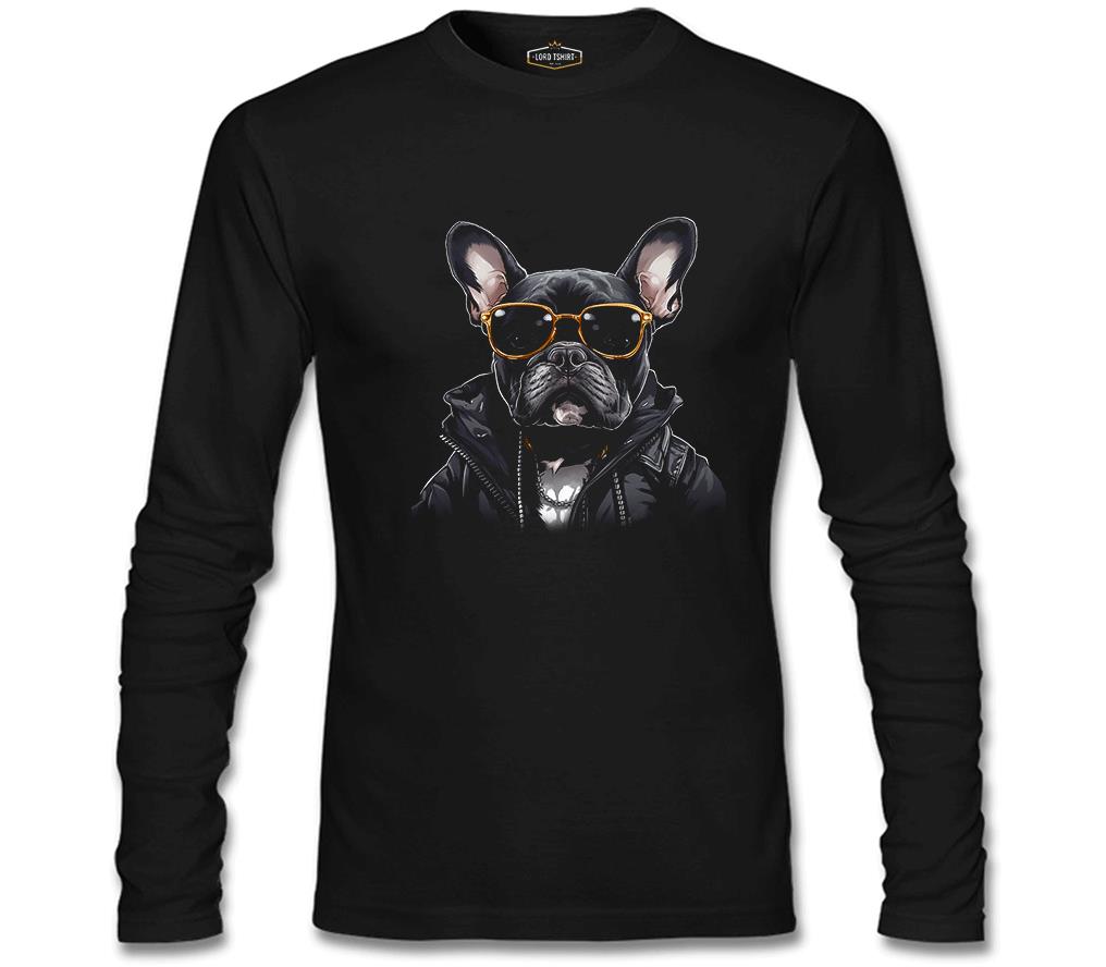 Cool French Bulldog Siyah Erkek Sweatshirt