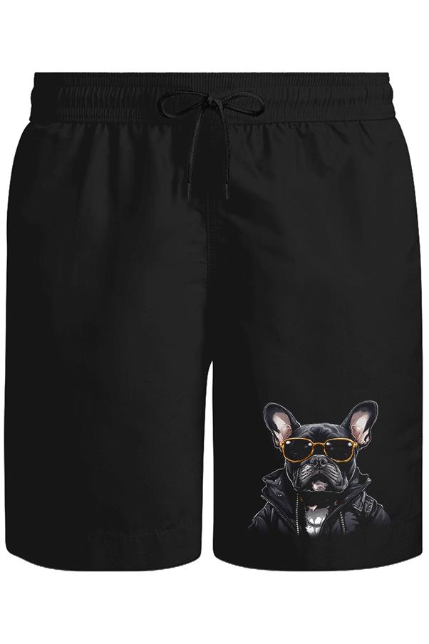 Cool French Bulldog Unisex Siyah Şort