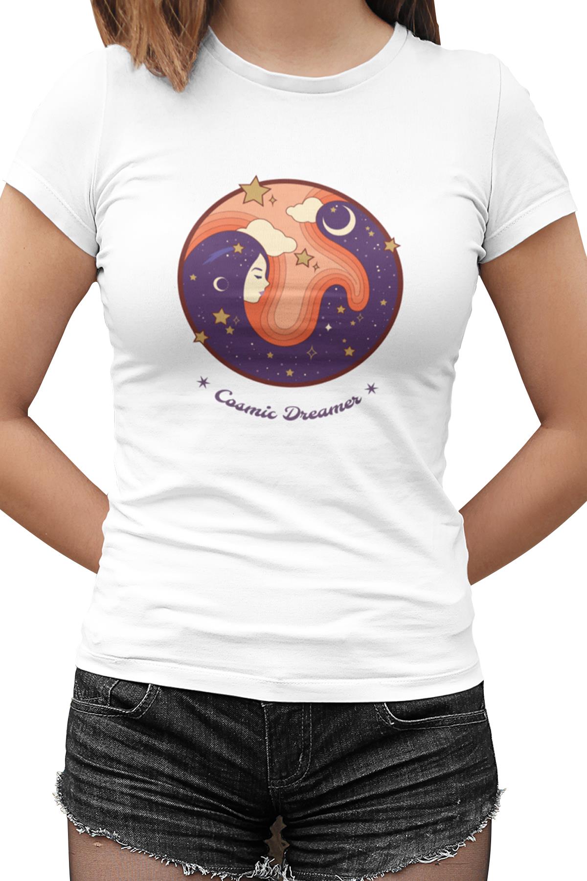 Cosmic Dreamer Beyaz Kadın Tshirt