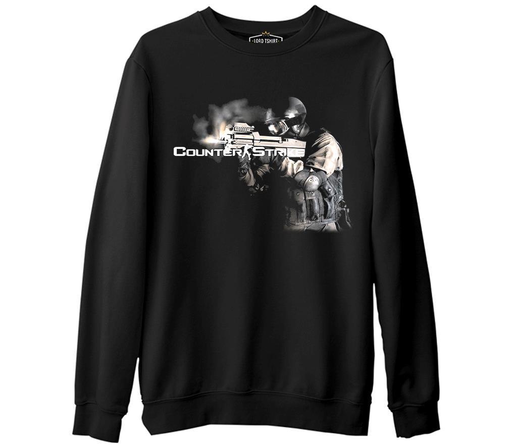 Counter Strike 2  Siyah Erkek Kalın Sweatshirt