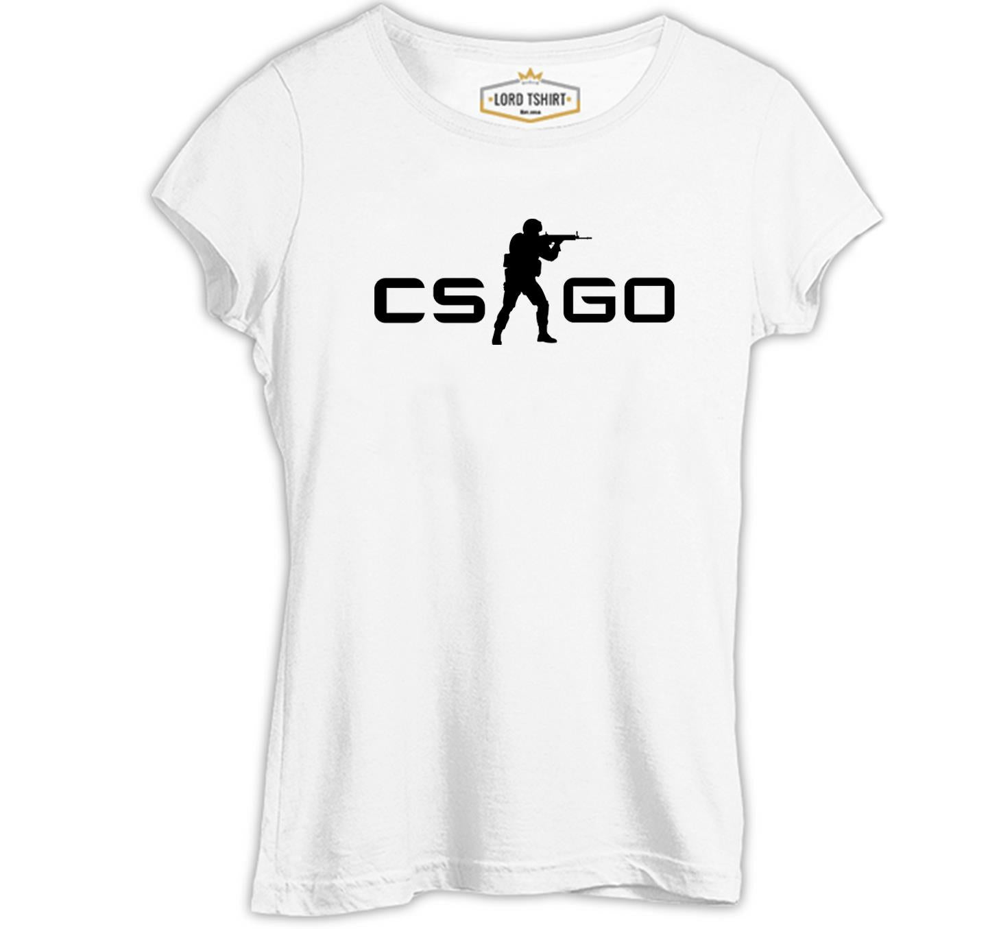Counter Strike - CS Logo Beyaz Kadın Tshirt