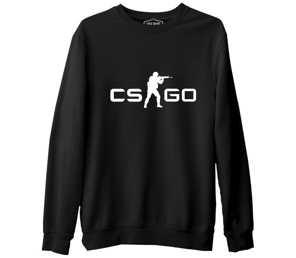 Counter Strike - CS Logo Siyah Erkek Kalın Sweatshirt