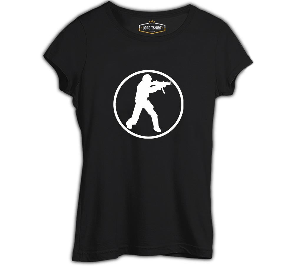 Counter Strike - CS Soldier Siyah Kadın Tshirt