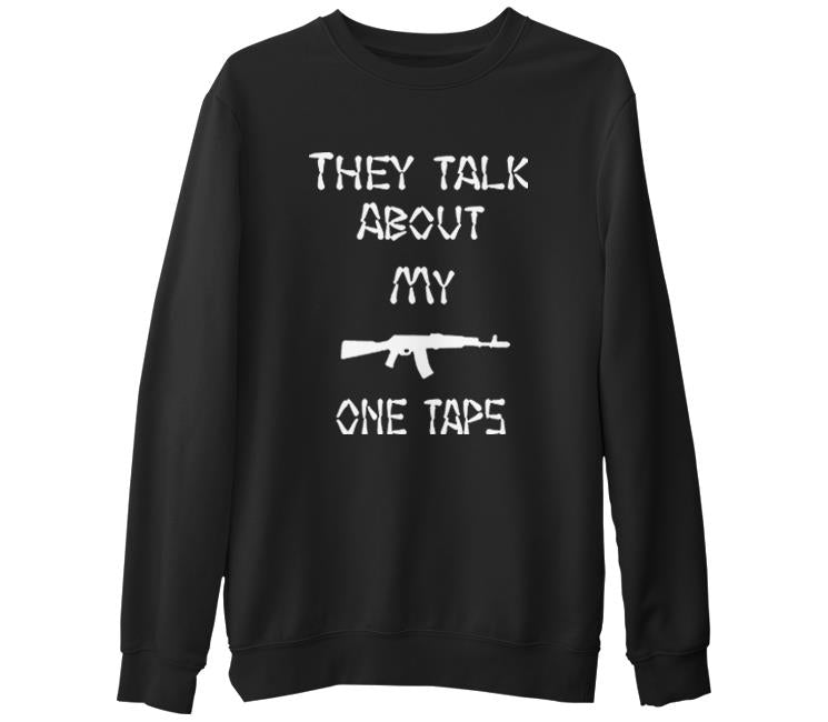 Counter Strike - My One Taps  Siyah Erkek Kalın Sweatshirt