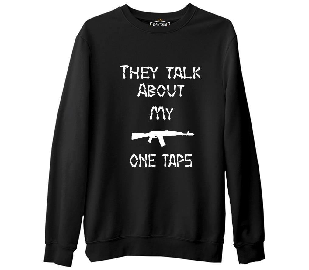 Counter Strike - My One Taps  Siyah Erkek Kalın Sweatshirt