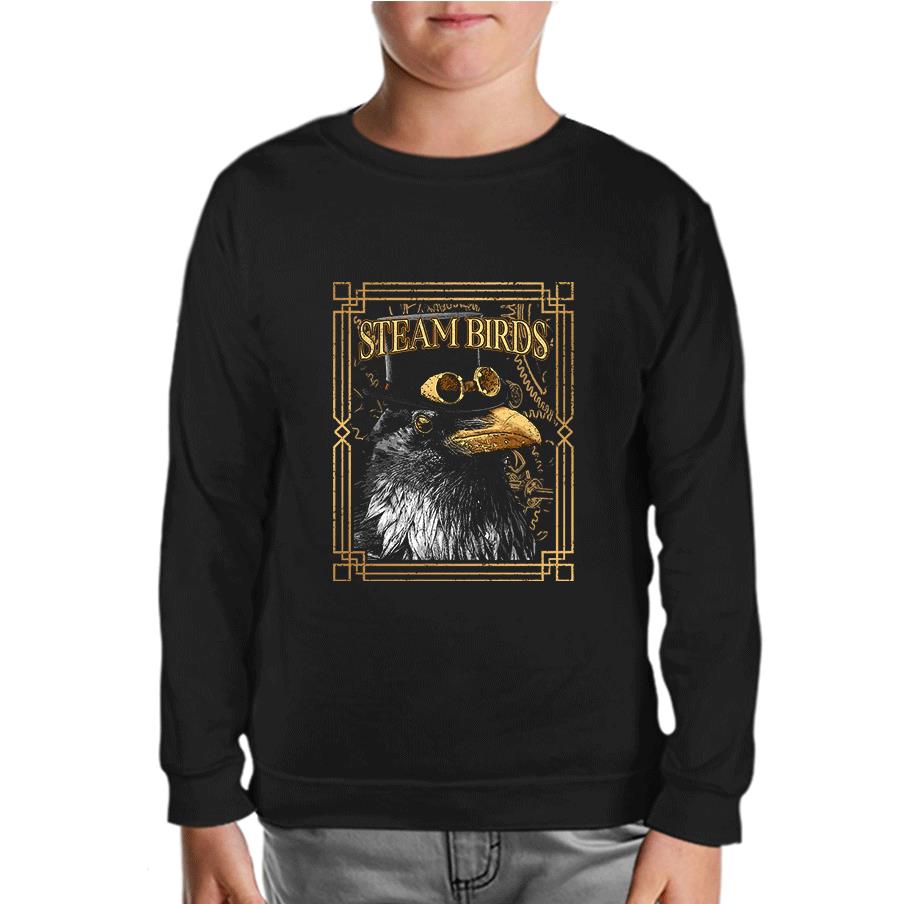 Crow with a Hat Black Kids Sweatshirt