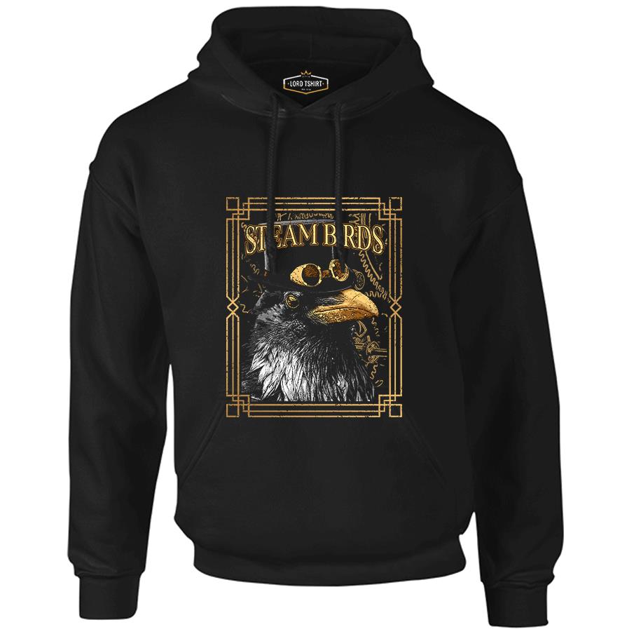 Crow with a Hat Black Men's Zipperless Hoodie