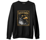 Crow with a Hat Siyah Erkek Kalın Sweatshirt