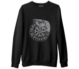 Crow with Vallaha Viking Sign Black Men's Thick Sweatshirt 