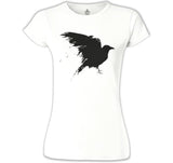 Crows on Trees Beyaz Kadın Tshirt