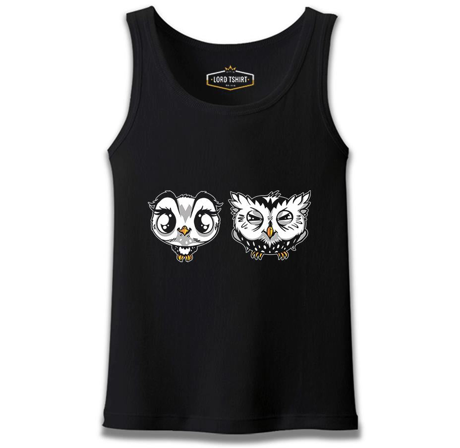 Cute Owls Cartoon Siyah Erkek Atlet