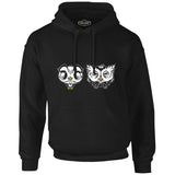 Cute Owls Cartoon Siyah Erkek Fermuarsız Kapşonlu