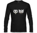 Cute Owls Cartoon Siyah Erkek Sweatshirt