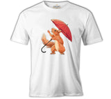 Cute Squirrel Holding an Umbrella White Men's Tshirt 